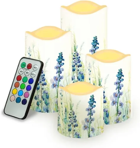 Vista 25 de Jeiento American Flag Flameless Candles 4 Pack 4th of July Home Decoration Flower American Flag LED Candles Battery Operated with Timer Remote