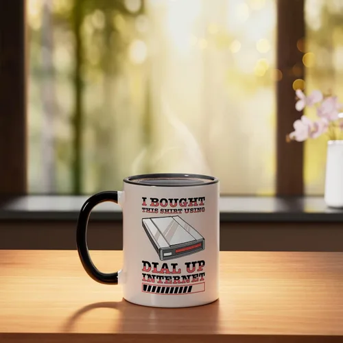 Vista 3 de 90s Nostalgia Retro 90s Dial Up Internet Vintage Ceramic Mug, Black/White