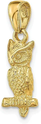 Vista 5 de Collar con colgante de búho 3D de oro amarillo de 14 quilates, joyería fina para mujer, regalos para ella