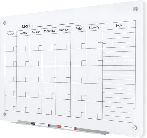 Vista 15 de J&J worldwide Pizarra blanca de vidrio magnético negro de 47 x 35 pulgadas, sin marco, de vidrio templado, borrado en seco, para montaje en pared