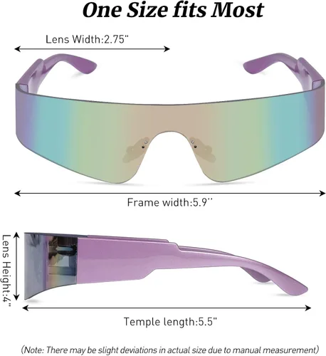 Vista 3 de Gafas de sol futuristas envolventes Y2K plateadas, de moda, sin marco, gafas Cyberpunk para mujeres y hombres, fiesta rave