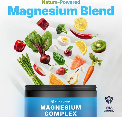 Vista 8 de Vita Guard Magnesium Complex 1480mg – 10-in-1 with Glycinate, Citrate, Malate & More – High Absorption – Sleep, Muscle, Nerve & Heart Support – 90