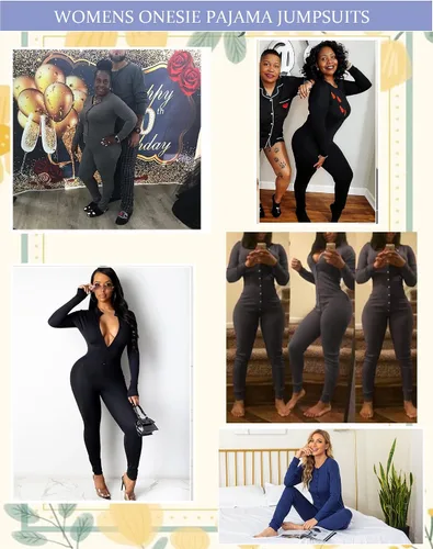 Vista 5 de LecGee Enterizo de pijama para mujer, conjunto de ropa interior de una pieza para adultos, conjunto de ropa interior modal de manga larga, traje
