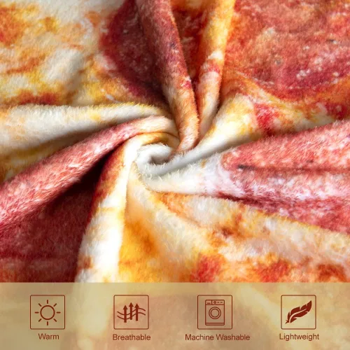 Vista 6 de QiyI Manta de pizza para adultos y niños, 2.0 manta gigante de comida de doble cara, divertidos regalos de pizza, mantas redondas de tacos novedosos
