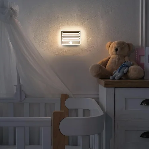 Vista 7 de EverBrite Luces nocturnas con sensor de movimiento, luz LED suave y cálida, funciona con pilas, luz nocturna autoadhesiva para dormitorio, baño