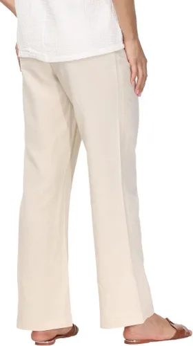 Vista 3 de Soojun Pantalones acampanados con cintura elástica y mezcla de lino para mujer