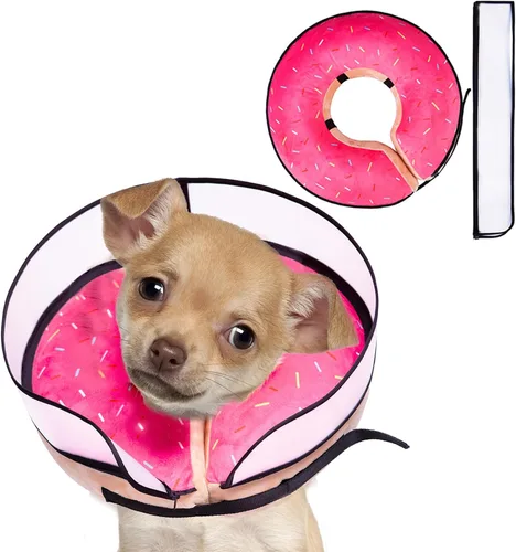 Vista 19 de Collar inflable para perro con forma de cono de perro con forma de dona de cuello suave mejorada antilamer para perros y gatos, collar de cono