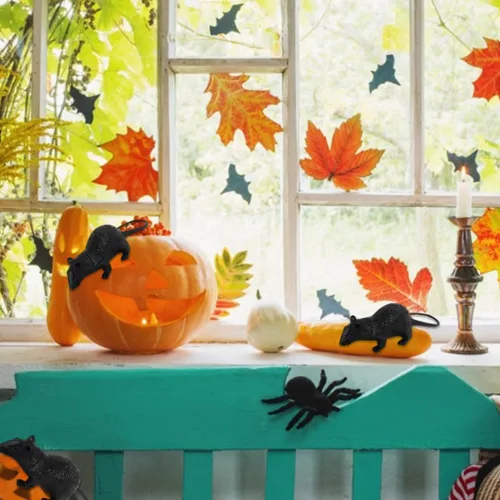 Vista 6 de Rata de Halloween Rata Negra Ratón Simulado Decoración Bromas Apoyos Juguete Style2 Araña