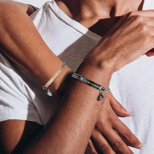 Vista 2 de VNOX Pulseras personalizadas para parejas, pulseras de atracción mutua para él y para ella para amante, mejor amigo, novio, novia, aniversario