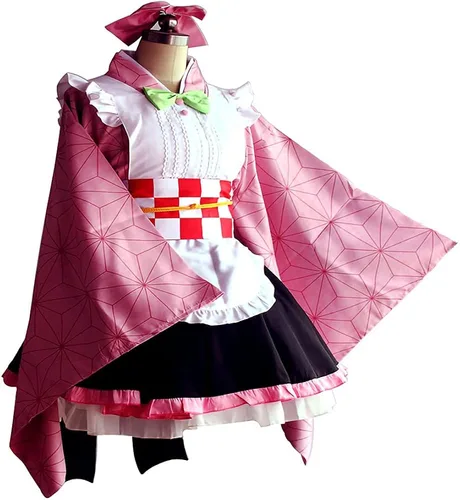 Vista 3 de Kamado Nezuko - Vestido de sirvienta para cosplay Kamado Nezuko Kimono