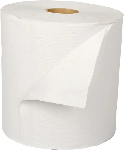 Vista 2 de Karat Rollos de toallas de papel comerciales, absorbentes y resistentes para zonas de alto tráfico, color blanco (paquete de 6)