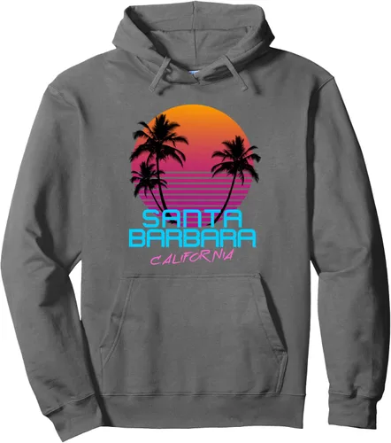Vista 7 de Santa Barbara California Retro 80s Sudadera con capucha Negro