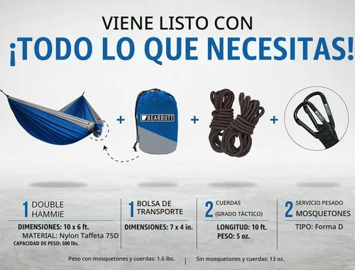 Vista 7 de Hamaca doble de Bear Butt Azul/gris
