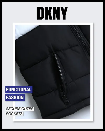 Vista 4 de DKNY Chaqueta para niños pequeños, abrigo acolchado de burbujas para cortavientos (talla 2T-4T)
