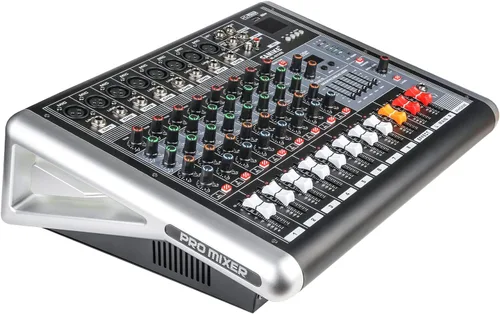 Vista 8 de Mezclador de DJ de 8 canales, mesa de DJ para sistemas de escenario PA con 99 tipos de efectos digitales DPS, efecto eco+retardo, entrada