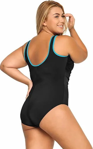 Vista 2 de DELIMIRA Traje de baño de una pieza para mujer, talla grande, control de abdomen, cremallera frontal