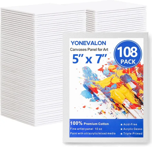 Vista 15 de Mini lienzo para pintar de 4 x 4 pulgadas, paquete de 56 lienzos pequeños a granel para pintar Blank Canvas Panels, Gesso Primed Acid-Free 100%