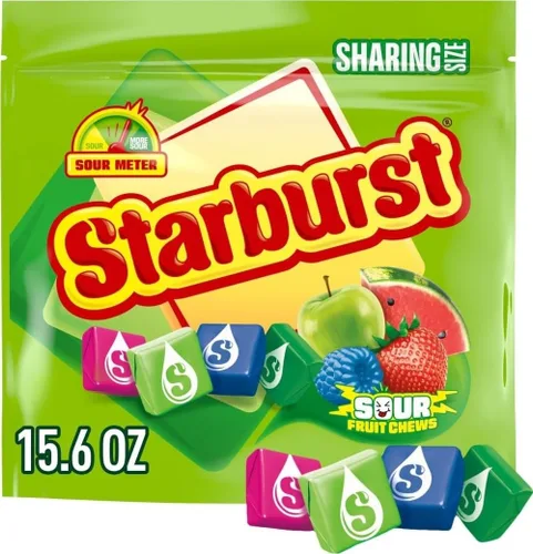 Vista 10 de STARBURST - Caramelos masticables agrios masticables de frutas, tamaño compartido resellable, bolsa de 15.6 onzas