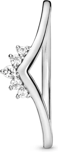 Vista 2 de PANDORA Anillo de circonita cúbica Tiara Wishbone en plata de ley, talla 7