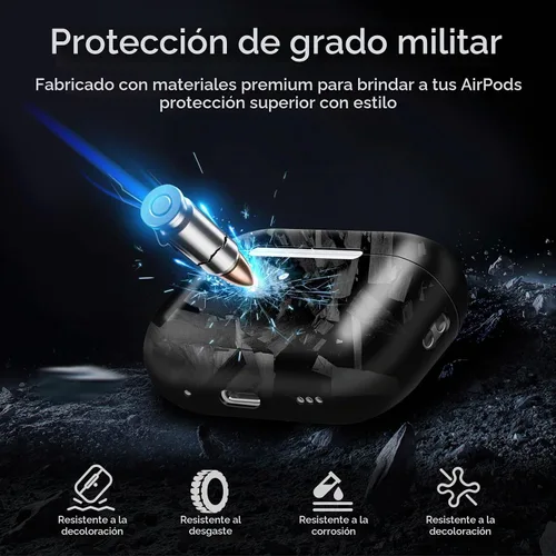 Vista 5 de MONOCARBON Funda de fibra de carbono forjada real para AirPods Pro 3, cubierta dura protectora delgada con cordón, compatible con MagSafe
