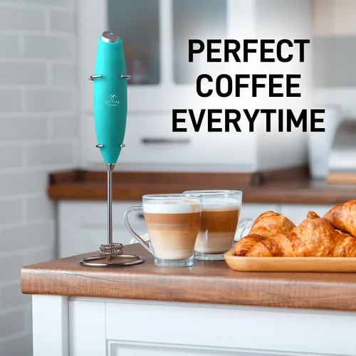 Vista 598 de Zulay Milk Boss Espumador de leche potente manual, hace espuma para latte, batidor para mezclar bebidas, café, miniespumador para capuchino, frappé