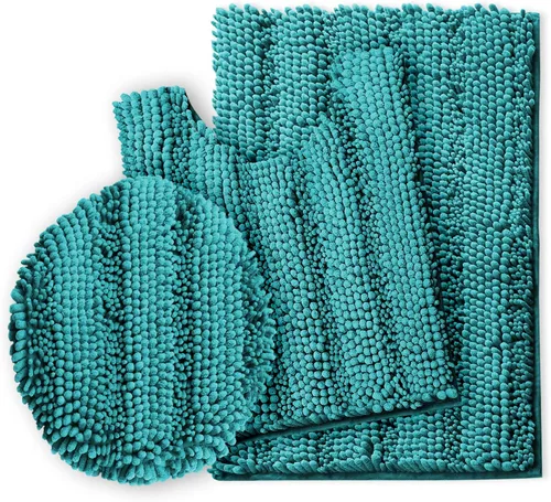 Vista 26 de Clara Clark Tapetes para baño de felpilla, tapetes de baño de felpa ultra suaves, lavables a máquina, con parte trasera antideslizante, 44 x 26 Negro