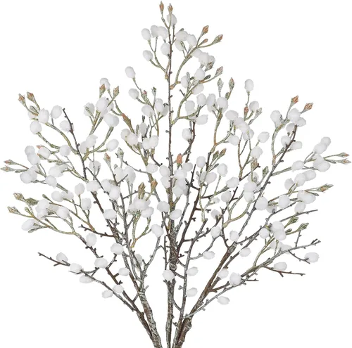 Vista 6 de GnFlus 3 piezas de ramas artificiales de algodón falsas para decoración de primavera y otoño en interiores estilo boho, flores artificiales de tallo