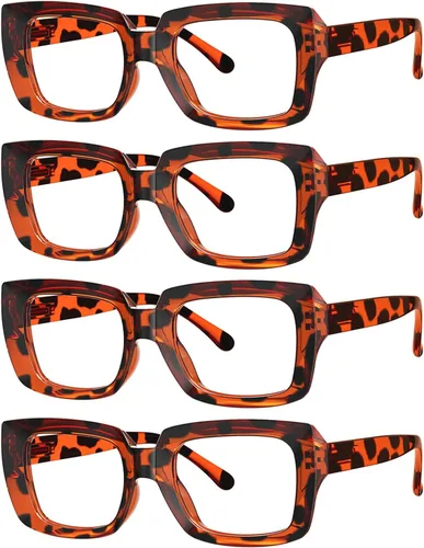 Vista 11 de Eyekepper - Juego de 4 gafas elegantes para mujer, anteojos cuadrados de gran tamaño para mujer