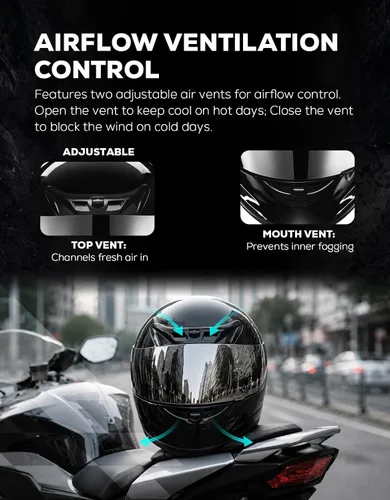 Vista 3 de XFMT DOT Casco de Motocicleta de Cara Completa Abatible para Calle Dirt Bike ATV Todoterreno con Visera Transparente para Hombres y Mujeres Adultos