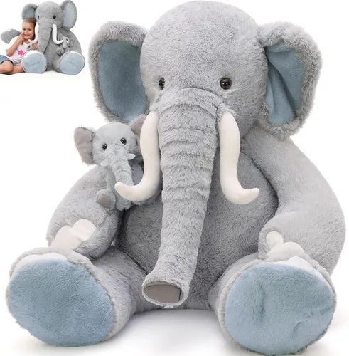 Vista 10 de MorisMos Oso de Peluche Gigante Animal de Peluche con Osos Bebé, 35.4'' Oso Grande de Peluche Mamá, 3 Pequeños Osos de Peluche Animales de Peluche a