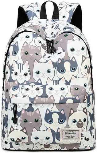 Vista 3 de Joymoze Bolsa de libros resistente al agua para adolescentes con bolsa de almuerzo y monedero para lápices Gato