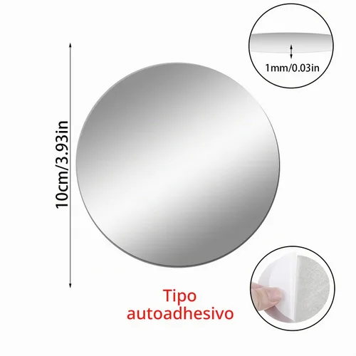 Vista 2 de 10 azulejos de espejo acrílico redondos autoadhesivos de 4 pulgadas