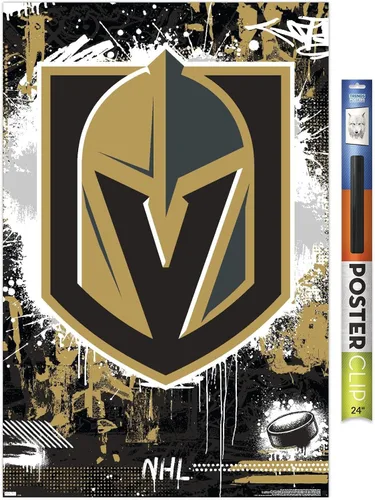 Vista 17 de Trends International NHL Vegas Golden Knights - Póster de pared con logotipo Maximalist 23 Versión enmarcada Barnwood