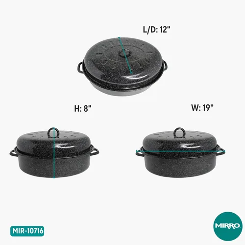 Vista 8 de MIRRO Tostador ovalado esmaltado de 18 pulgadas con tapa, negro