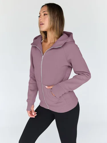 Vista 105 de Trendy Queen Sudaderas con capucha y cremallera para mujer, chaquetas de vellón, talla extragrande, moda de otoño e invierno
