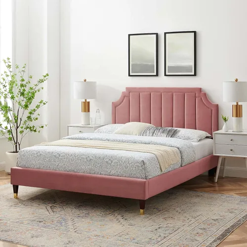 Vista 12 de Modway MOD-6913-WHI Sienna Performance - Cama plataforma de terciopelo tamaño matrimonial, color blanco