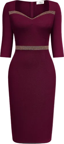 Vista 2 de AISIZE Vestido de cóctel de manga 34 vintage de los años 50 para mujer