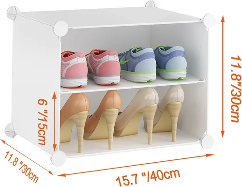 Vista 7 de KOUSI Organizador portátil para zapatos, 24 pares, estante de torre, soporte de gabinete de almacenamiento expandible para tacones, botas