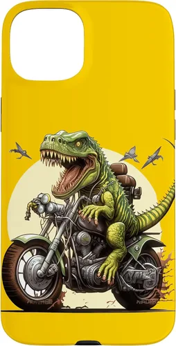Vista 9 de Funda para iPhone 16 T-Rex Dinosaur Riding a Motorcycle