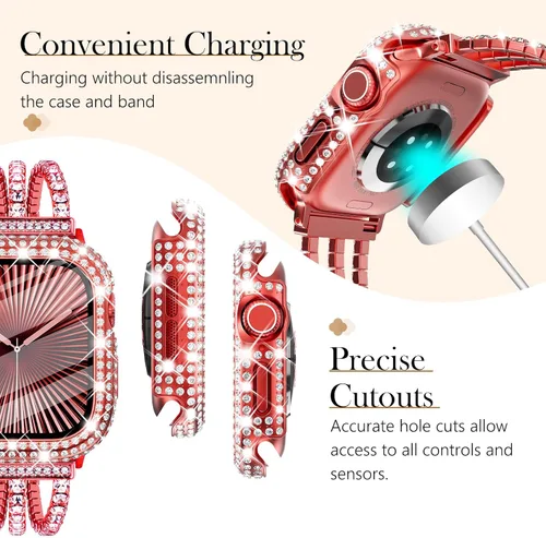 Vista 270 de Surace Bling - Carcasa con protector de pantalla para Apple Watch Series 3, 2, 1 de 1.496 pulgadas