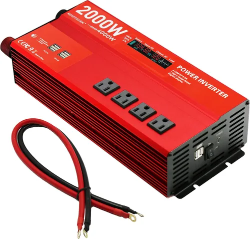 Vista 9 de Inversor de Potencia de 500W Pico 1000W para Vehículos, DC 12V a 110V AC, 4 x 2.4A Puertos USB Adaptador de Enchufe para Carro con Toma con 1 Puerto
