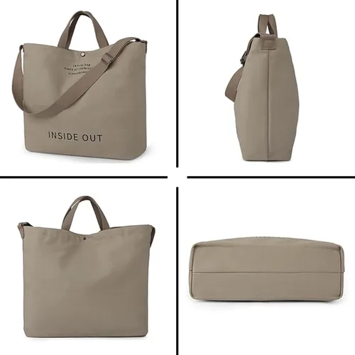Vista 4 de Bolso de mano de lona grande para mujer, bolso de trabajo casual para hombro, bolso cruzado con asa superior, bolsos cruzados