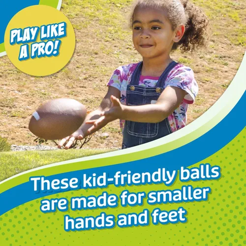 Vista 3 de Toysmith ¡Sal a Jugar! Juego de pelotas profesionales (paquete de 3) – Pequeñas pelotas deportivas para niños de 3 años en adelante – Incluye pelota