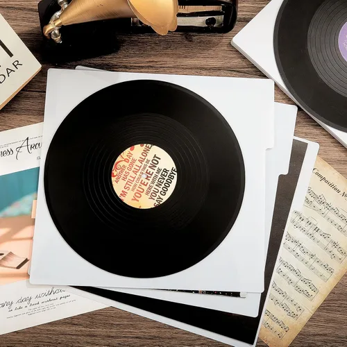 Vista 7 de Gueevin 30 separadores de discos de vinilo a granel de 12.5 x 13.49 pulgadas, accesorios de discos de vinilo LP con pestañas para protección