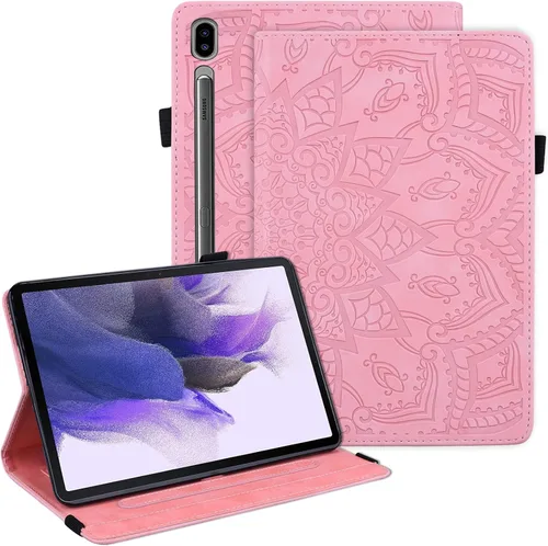 Vista 13 de Dteck Funda para Galaxy Tab S9 Plus/S8 Plus/S7 FE/S7 Plus de 12.4 pulgadas, función de reposo/activación automática de piel sintética con soporte