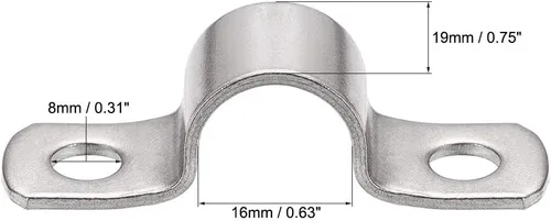Vista 2 de uxcell Correa de tubo rígida de 0.630 in (0,6 pulgadas), 2 correas de tubo de agujeros 304 abrazadera de tubo de tensión de acero inoxidable 2 piezas