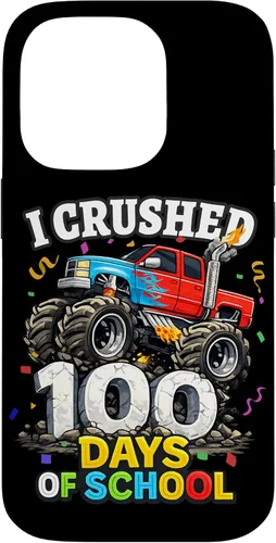 Vista 17 de I Crushed 100 Days of School - Monster Truck 100th Day Boys Case for iPhone 16