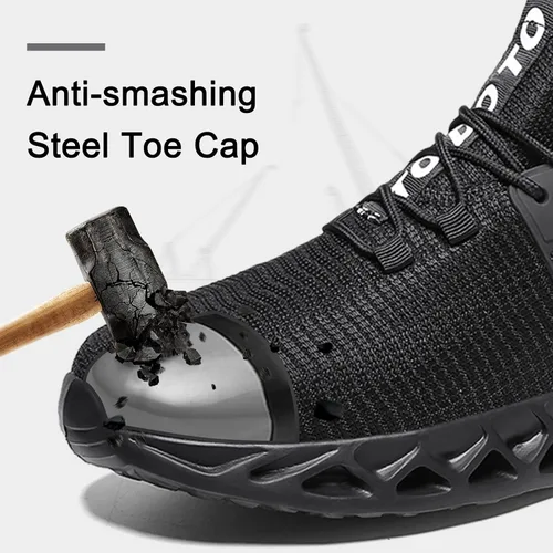Vista 3 de Zapatos de punta de acero para hombres zapatos de trabajo indestructibles de seguridad para hombres zapatos ligeros a prueba de pinchazos