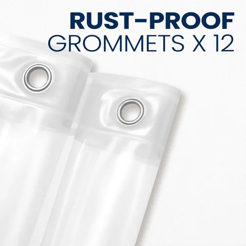 Vista 2 de Downluxe - Forro de cortina para regadera de 72x72 - PEVA transparente. Calibre 3, calibre 8, esmerilado ligero, impermeable, inodoro con orificios