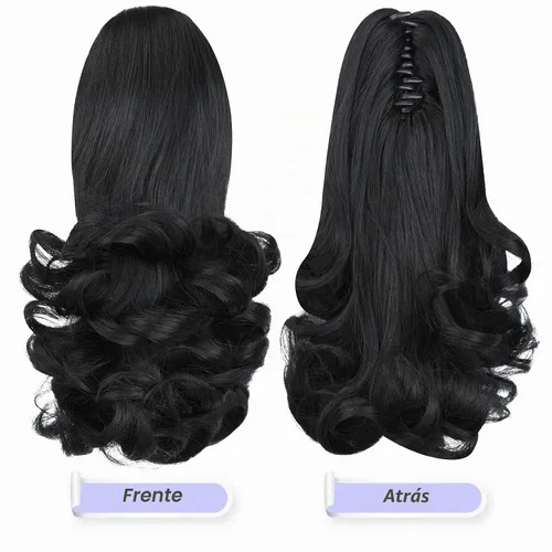 Vista 3 de extensión de cola de caballo, extensión de pelo con pinza de 12" cola de caballo rizada corta Extensión de pelo sintético de aspecto natural